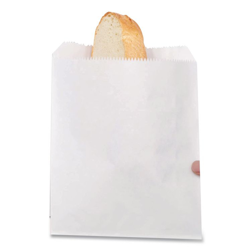 BAGCRAFT 300405 Grease-Resistant Single-Serve Bags, 6" x 0.75" x 6.5", White, 2,000/Carton