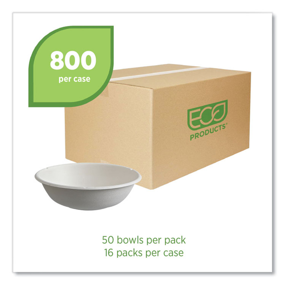 ECO-PRODUCTS,INC. EPBL16CNFA Vanguard Renewable and Compostable Sugarcane Bowls, 16 oz, White, 800/Carton