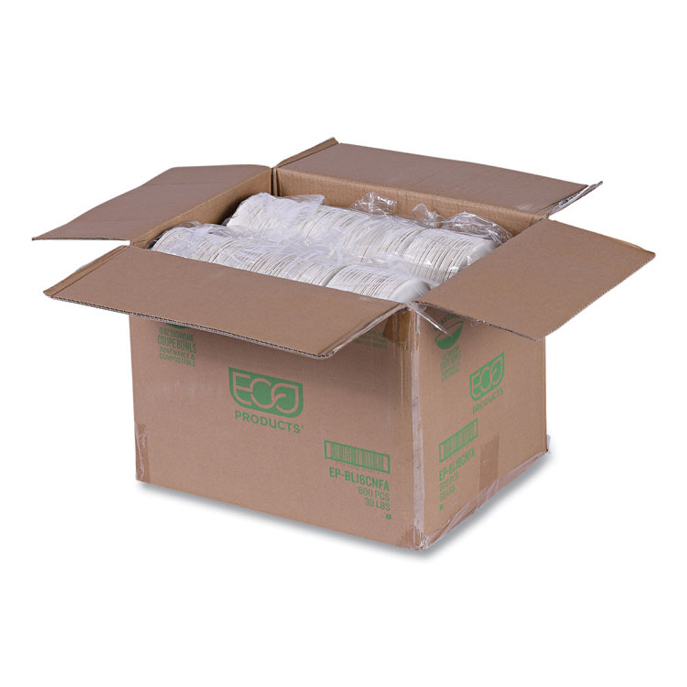 ECO-PRODUCTS,INC. EPBL16CNFA Vanguard Renewable and Compostable Sugarcane Bowls, 16 oz, White, 800/Carton