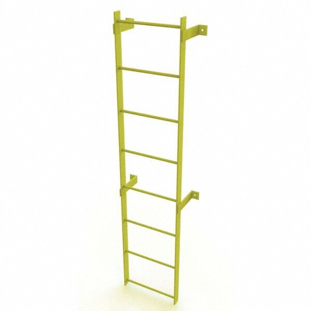 TRI-ARC WLFS0108-Y Steel Wall Mounted Ladder: 7" High, 8 Steps, 350 lb Capacity