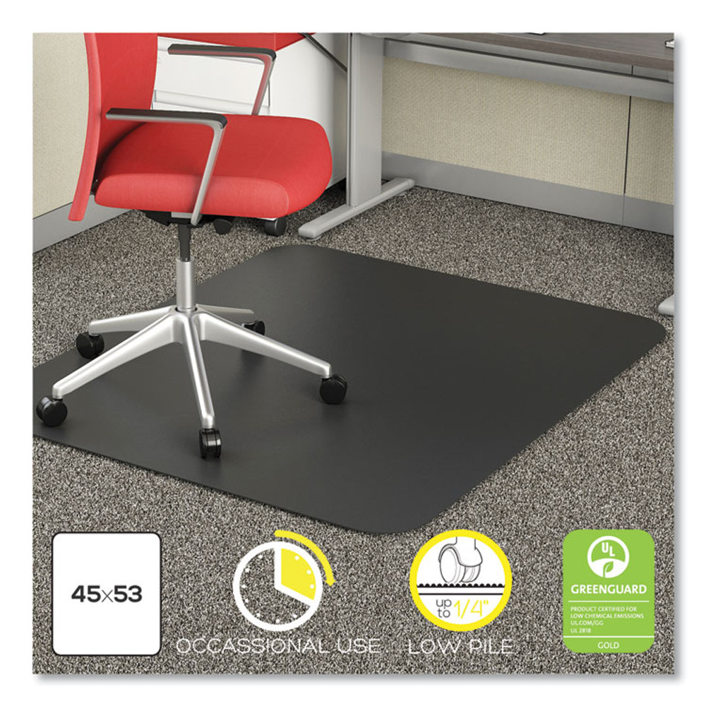 DEFLECTO CORPORATION CM11242BCOM EconoMat Carpet Chair Mat, Rectangular, 45 x 53, Black