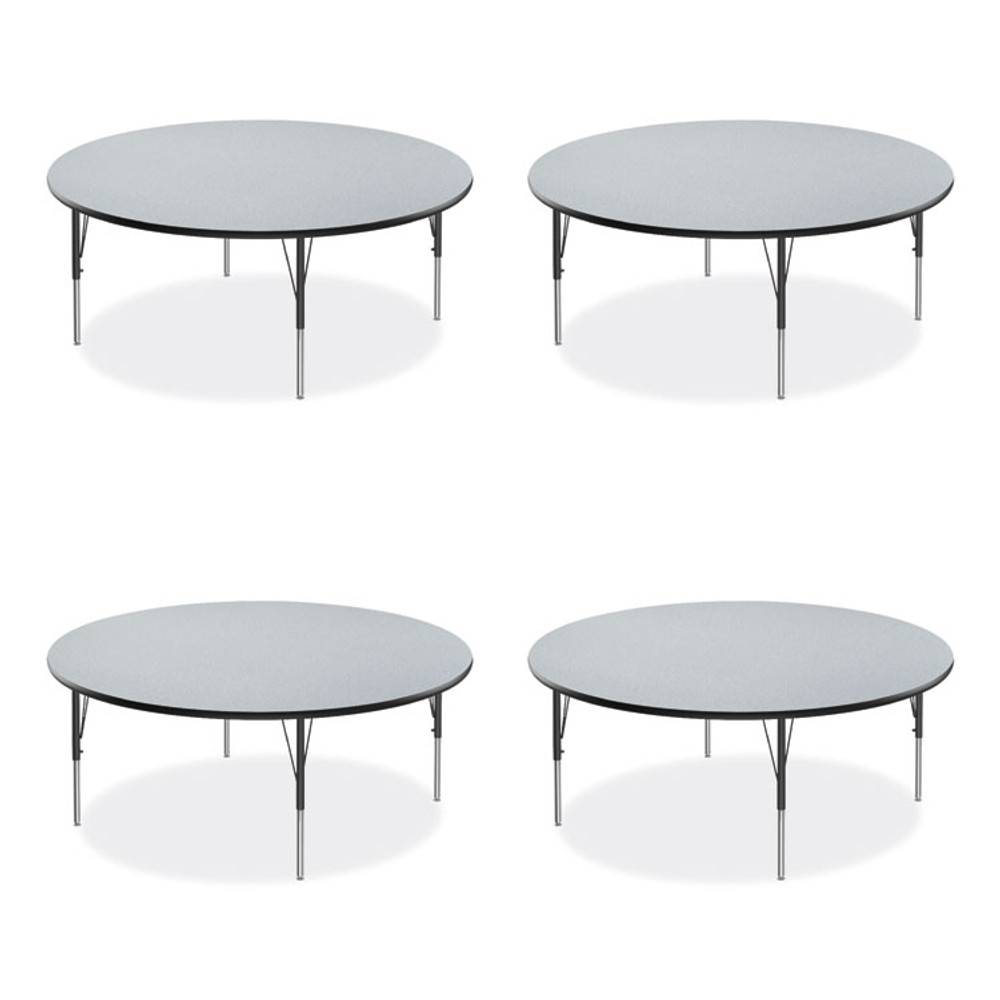 CORRELL, INC. 60TFRD1595K4 Height Adjustable Activity Table, Round, 60" x 19" to 29", Gray Granite Top, Black Legs, 4/Pallet