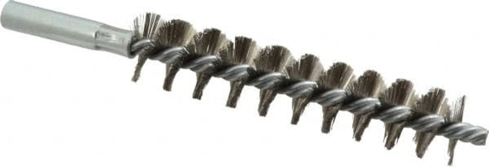 Schaefer Brush 43528 Double Stem/Single Spiral Tube Brush: 7/8" Dia, 6-1/4" OAL, Stainless Steel Bristles