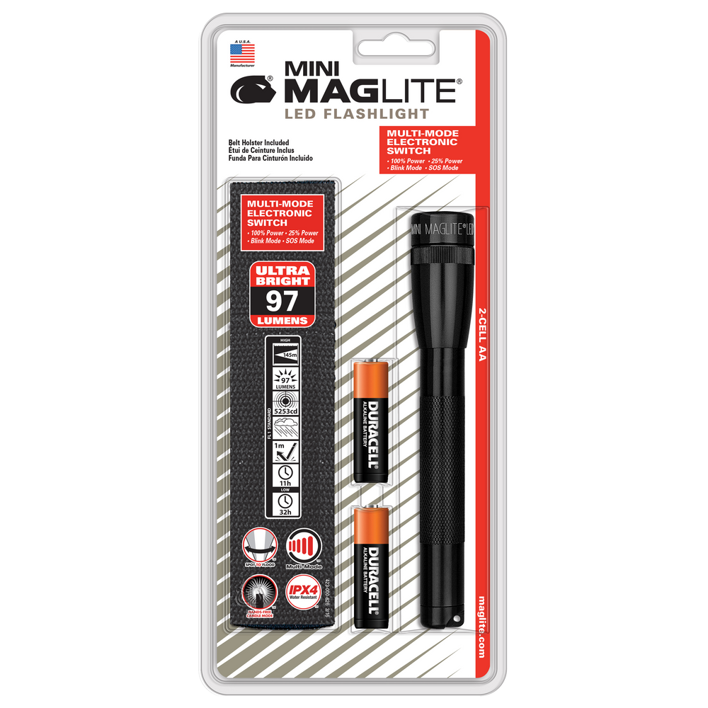 Maglite SP2201H SP22 Mini Maglite 2 AA-Cell LED Flashlight w/ Holster