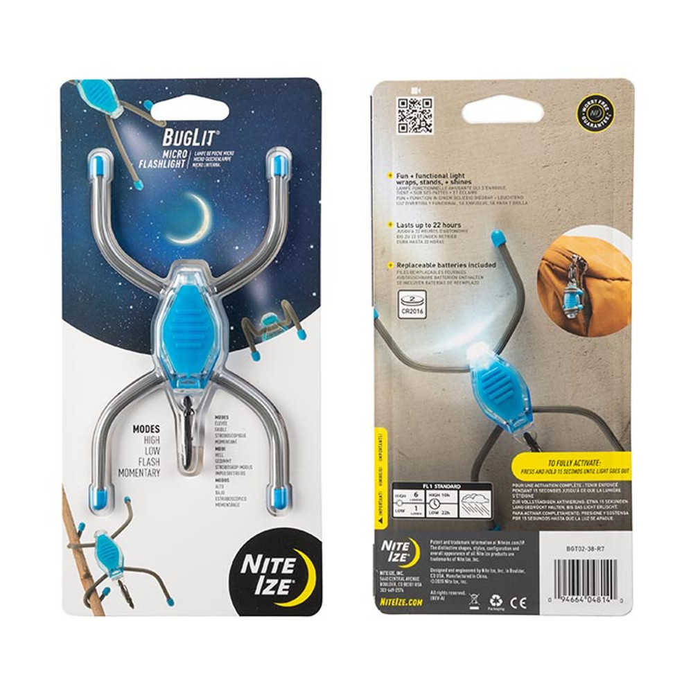 Nite-Ize BGT02-38-R7 BugLit Micro Flashlight - Bright Blue/Charcoal