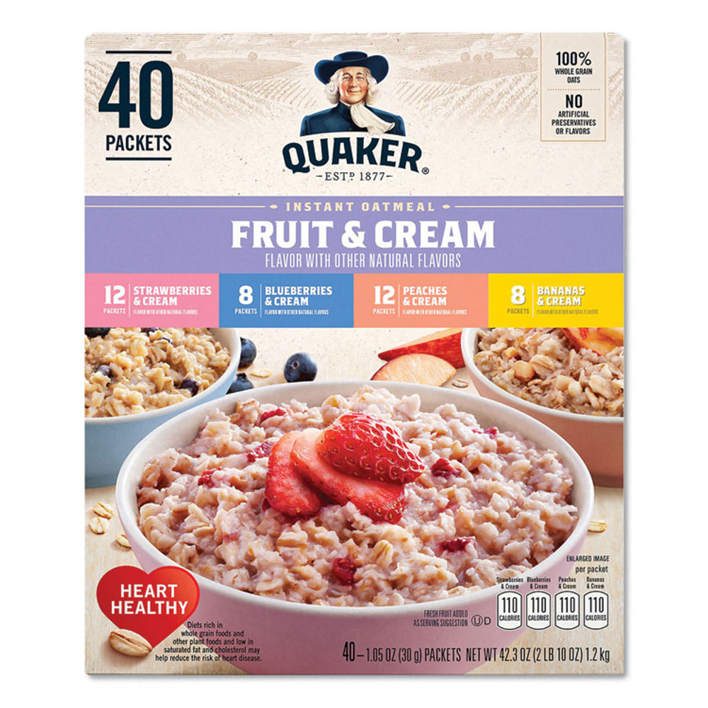 QUAKER OATS COMPANY 22001144 Instant Oatmeal, Assorted Varieties, 1.05 oz Packet, 40/Box