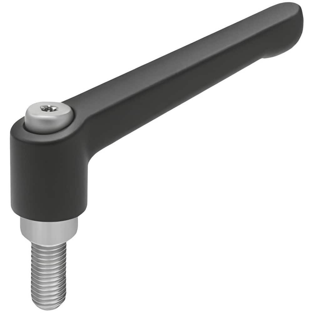 J.W. Winco 5N32A06K Metric Threaded Stud Adjustable Clamping Handle: M5 x 0.80 Thread, 10 mm Hub Dia, Zinc Die Cast with Stainless Steel Components