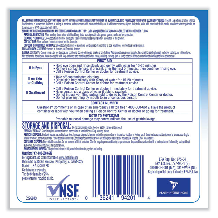 RECKITT BENCKISER Professional LYSOL® Brand 94201EA Disinfectant Heavy-Duty Bathroom Cleaner Concentrate, Fresh Lime, 1 gal Bottle