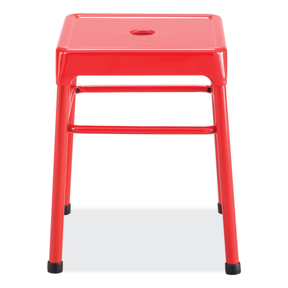 SAFCO PRODUCTS 6604RD Steel GuestBistro Stool, Backless, Supports Up to 250 lb, 18" Seat Height, Red Seat, Red Base