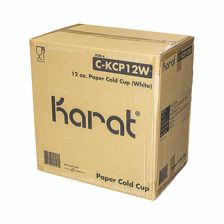 KARAT BY LOLLICUP CKCP12W Double Poly Paper Cold Cups, 12 oz, White, 1,000/Carton