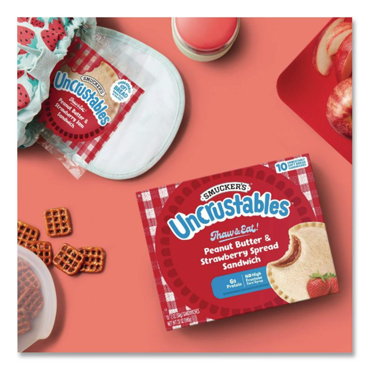 J.M. SMUCKER CO. Smucker's® 90300133 UNCRUSTABLES Peanut Butter and Strawberry Jam, 2 oz, 10/Box, 2 Boxes/Carton