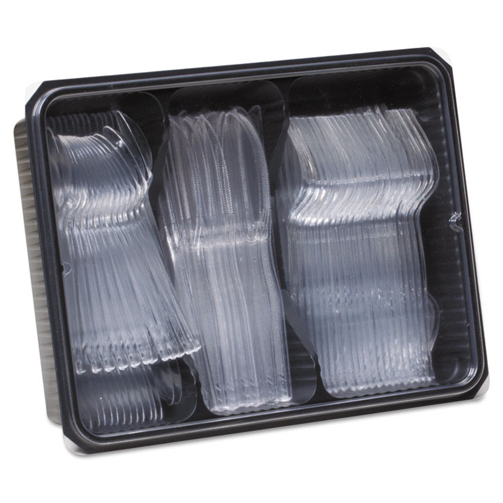 GEORGIA PACIFIC Dixie® CH0180DX7CT Cutlery Keeper Tray with Clear Plastic Utensils, Heavyweight, Fork/Knife/Spoon, Plastic, Crystal Clear, 1,800/Carton