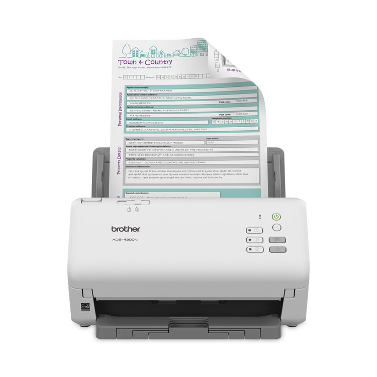 BROTHER INTL. CORP. ADS4300N ADS-4300N Professional Desktop Scanner, 600 dpi Optical Resolution, 80-Sheet Auto Document Feeder