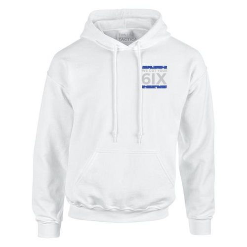 Thin Blue Line 6IX-H-WHITE-XXXL Hoodie - We Got Your 6IX