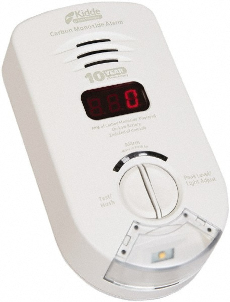 Kidde KN-COP-DP-10YH Smoke & Carbon Monoxide (CO) Alarms; Alarm Type: Smoke; Power Source: Plug-In; 120VAC Power Supply; Sensor Type: Electrochemical; Mount Type: Wall; Interconnectable: Non-Interconnectable; Battery Chemistry: Lithium-Ion; Maximum D