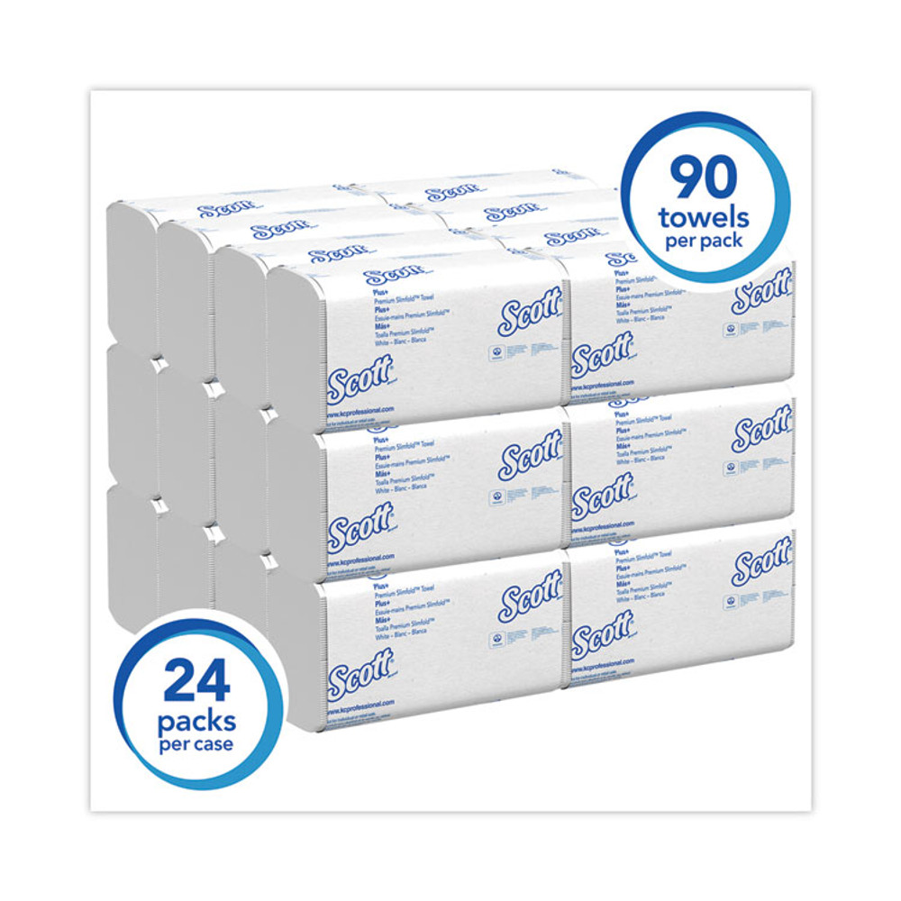 KIMBERLY-CLARK PROFESSIONAL Scott® 04442 Slimfold Towels, 1-Ply, 7.5 x 11.6, White, 90/Pack, 24 Packs/Carton