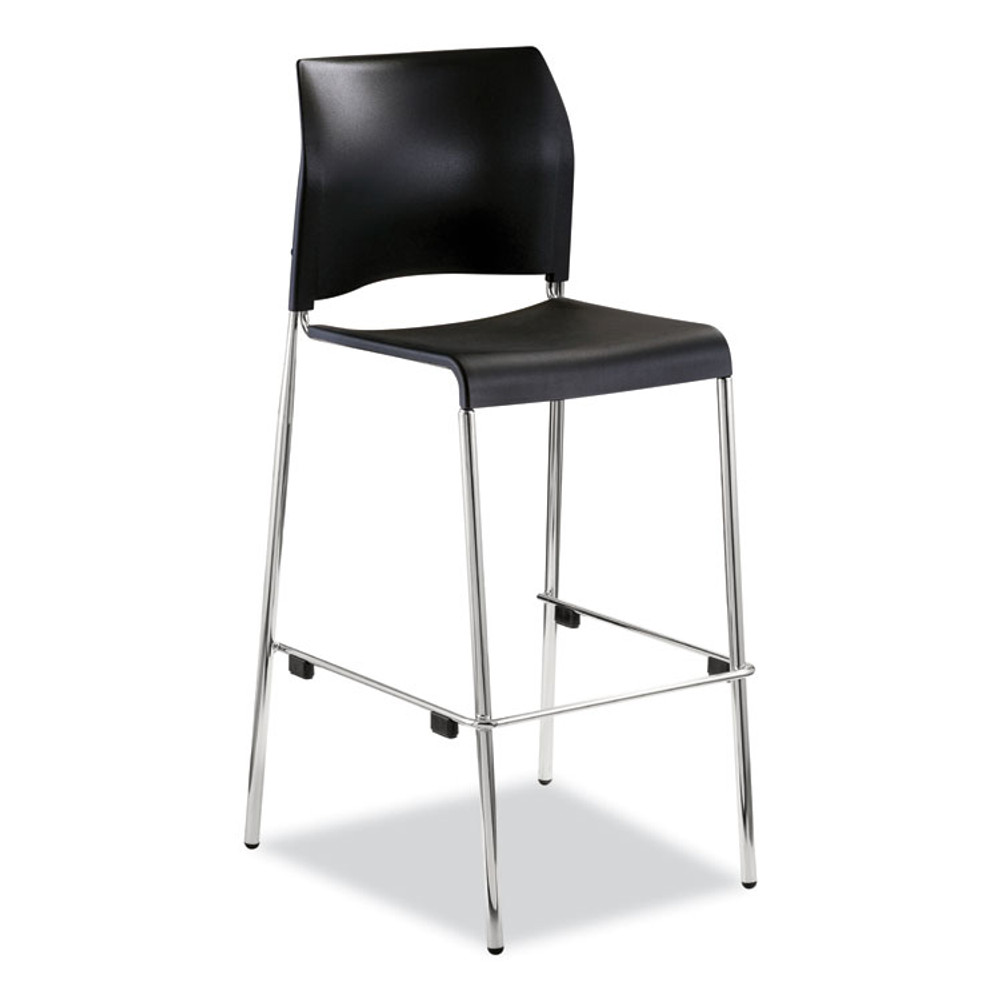 NATIONAL PUBLIC SEATING NPS® 8810B1110 Cafetorium Bar Height Stool, Supports Up to 500 lb, 31" Seat Height, Black Seat, Black Back, Chrome Base