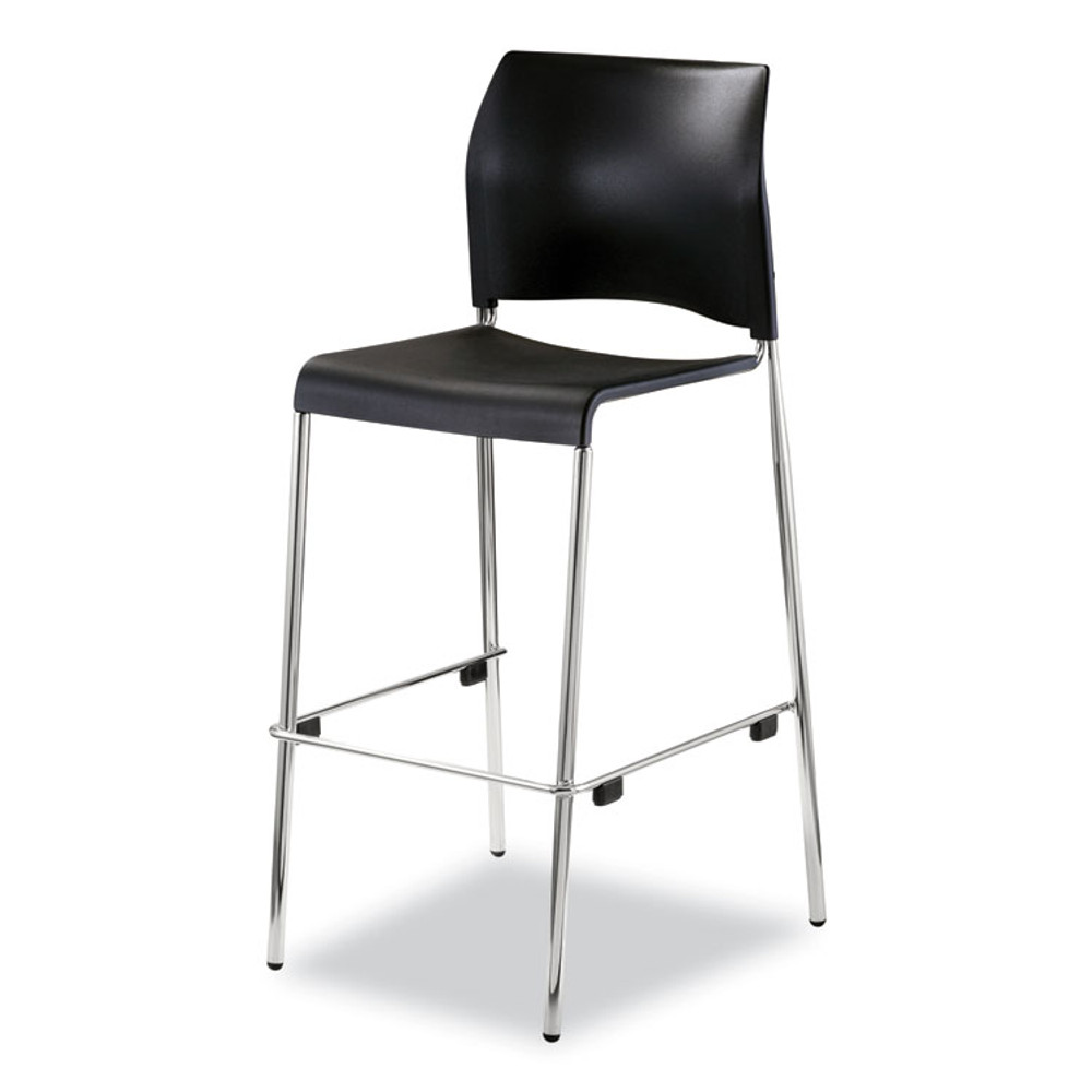 NATIONAL PUBLIC SEATING NPS® 8810B1110 Cafetorium Bar Height Stool, Supports Up to 500 lb, 31" Seat Height, Black Seat, Black Back, Chrome Base