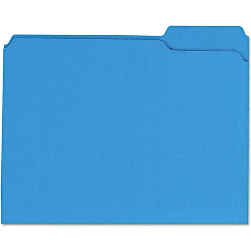 UNIVERSAL UNV16161 File Folders with Top Tab: Letter, Blue, 100/Pack