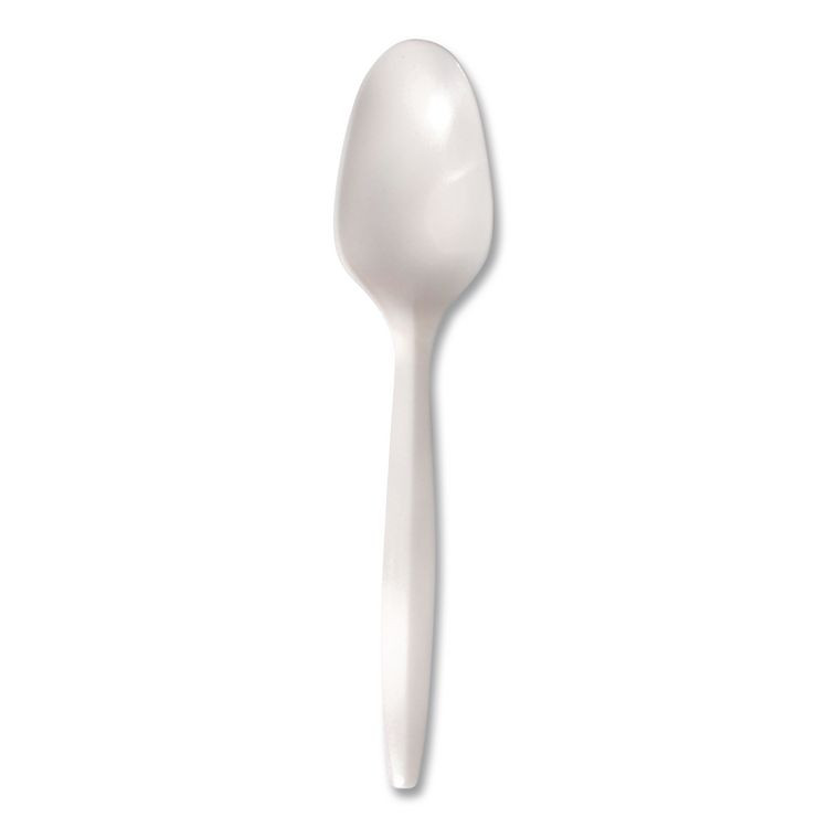 BERK ENTERPRISES INC Berkley Square 1103000 Individually Wrapped Mediumweight Cutlery, Spoon, Plastic, White, 1,000/Carton