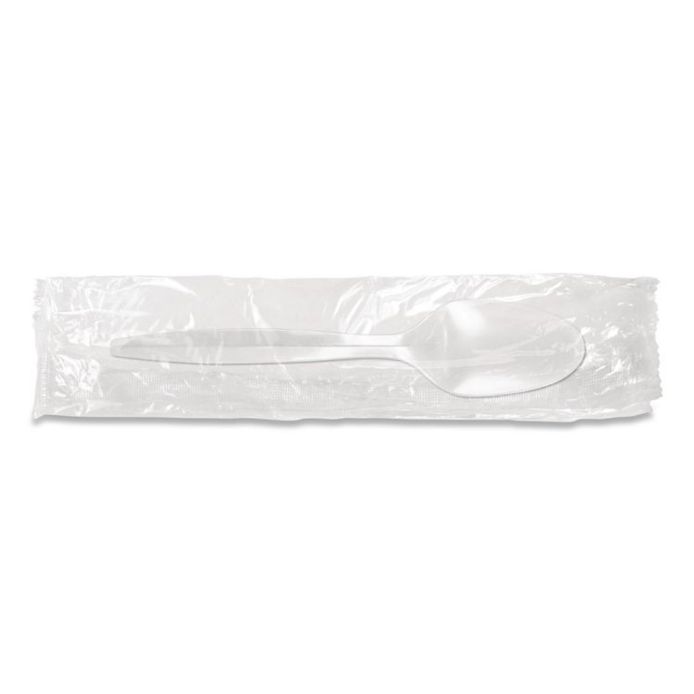 BERK ENTERPRISES INC Berkley Square 1103000 Individually Wrapped Mediumweight Cutlery, Spoon, Plastic, White, 1,000/Carton