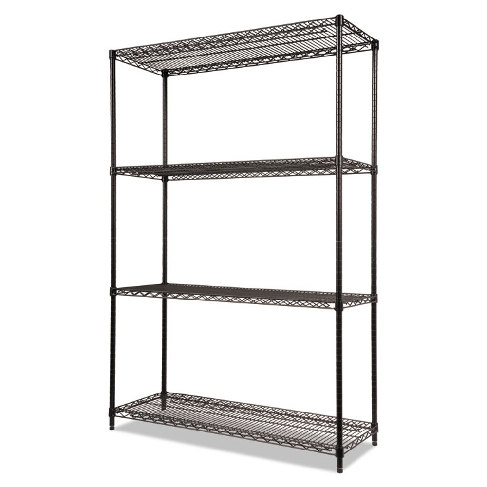 ALERA SW504818BL NSF Certified Industrial Four-Shelf Wire Shelving Kit, 48w x 18d x 72h, Black