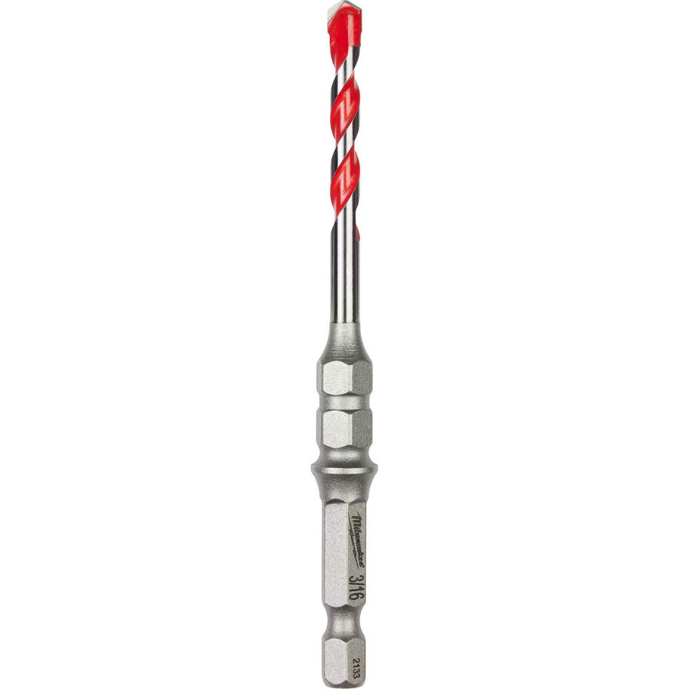 Milwaukee Tool 48-20-9094 Rotary Drill/Hammer Drill Bits; Drill Bit Size (Inch): 3/16 ; Shank Type: Hex Shank ; Drill Bit Material: Carbide ; Shank Diameter (Inch): 1/4 ; Overall Length (Inch): 4 ; Includes: (1) 3/16" x 4" Carbide Hammer Drill Bit Fo