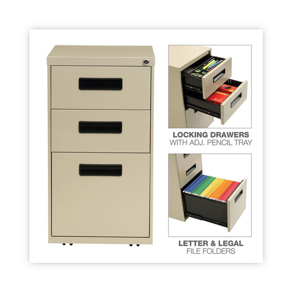 ALERA PABBFPY File Pedestal, Left or Right, 3-Drawers: Box/Box/File, Legal/Letter, Putty, 14.96" x 19.29" x 27.75"