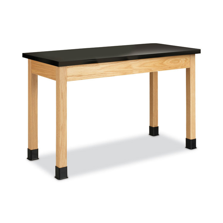 DIVERSIFIED WOODCRAFTS, INC. Spaces™ P7204K36N Classroom Science Table, 54w x 24d x 36h, Black Phenolic Resin Top, Oak Base