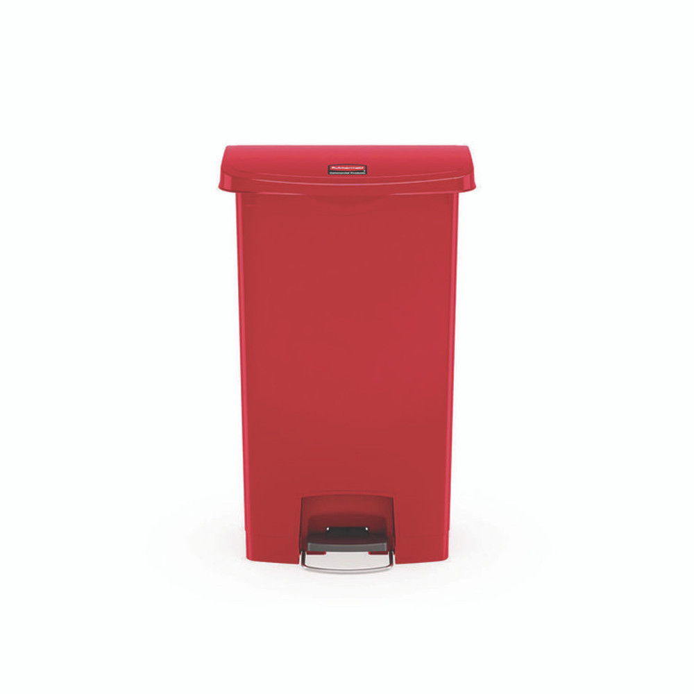 RUBBERMAID COMMERCIAL PROD. 1883566 Streamline Resin Step-On Container, Front Step Style, 13 gal, Polyethylene, Red