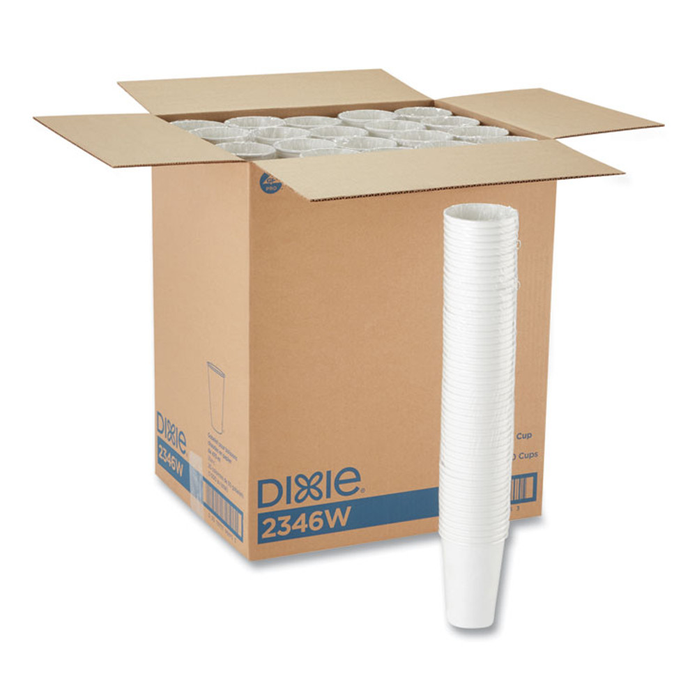 GEORGIA PACIFIC Dixie® 2346W Paper Hot Cups, 16 oz, White, 50/Sleeve, 20 Sleeves/Carton