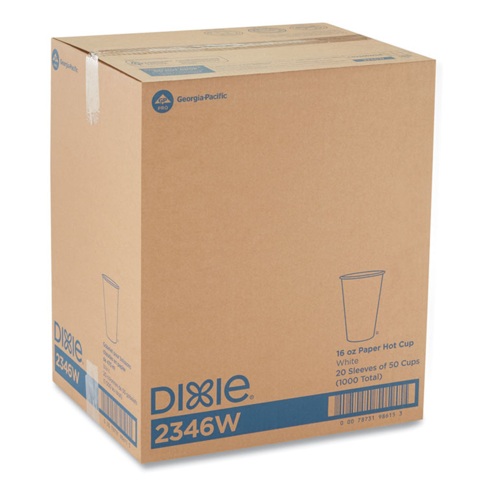 GEORGIA PACIFIC Dixie® 2346W Paper Hot Cups, 16 oz, White, 50/Sleeve, 20 Sleeves/Carton