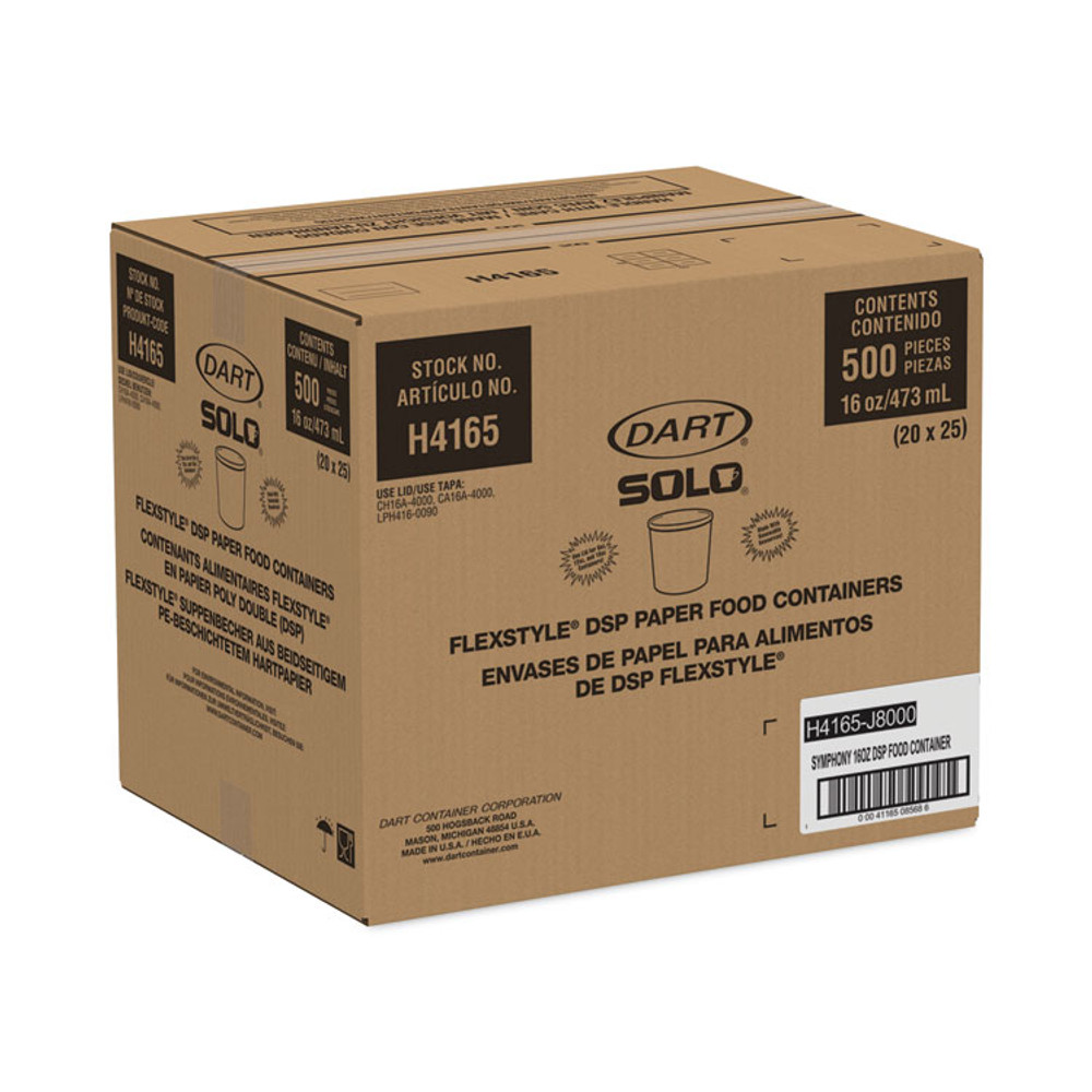 DART SOLO® H4165SYM Flexstyle Double Poly Paper Containers, 16 oz, Symphony Design, Paper, 25/Pack, 20 Packs/Carton