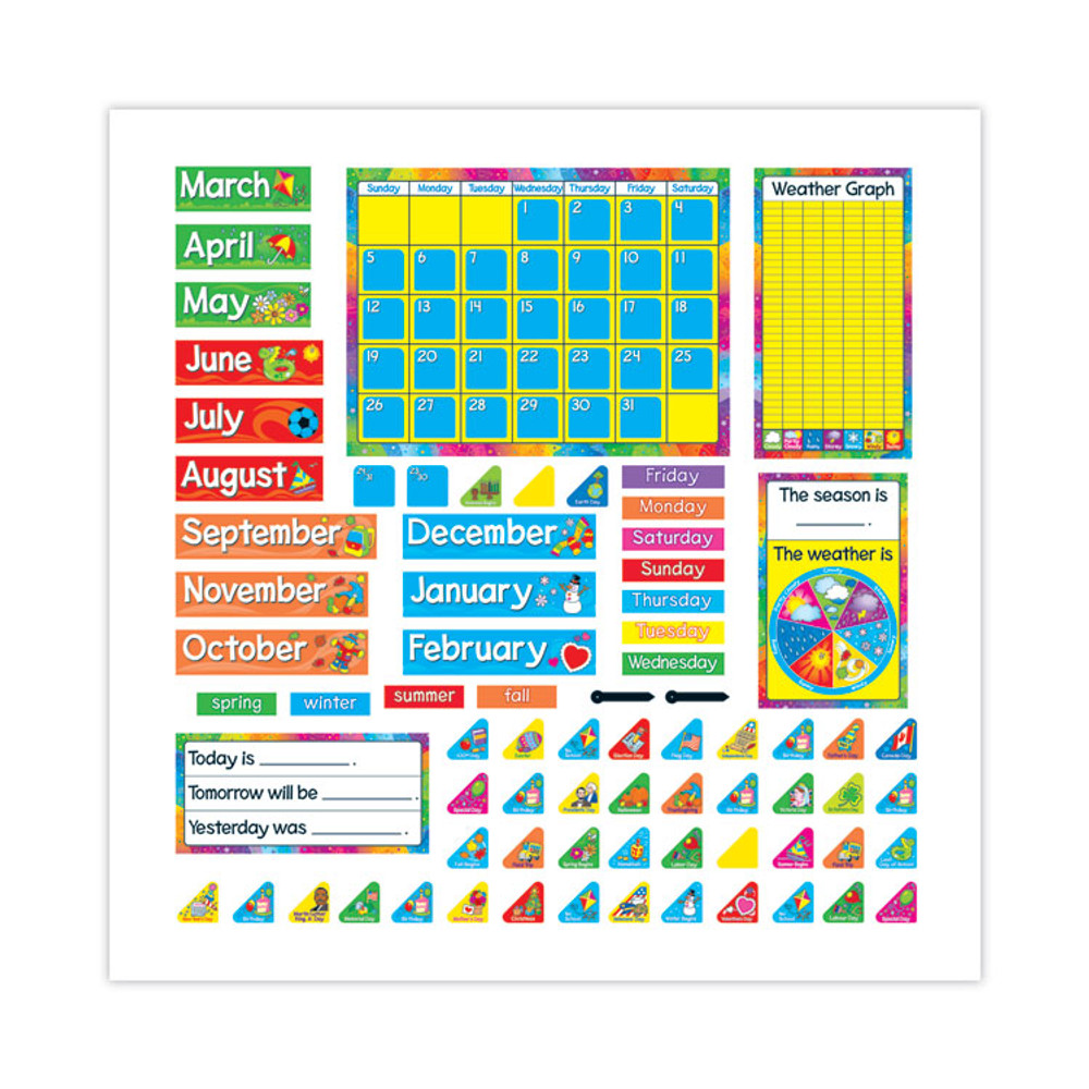 TREND ENTERPRISES, INC. T8096 Year Around Calendar Bulletin Board Set, 12-Month Calendar, 22" x 17", Assorted Colors, 106/Set