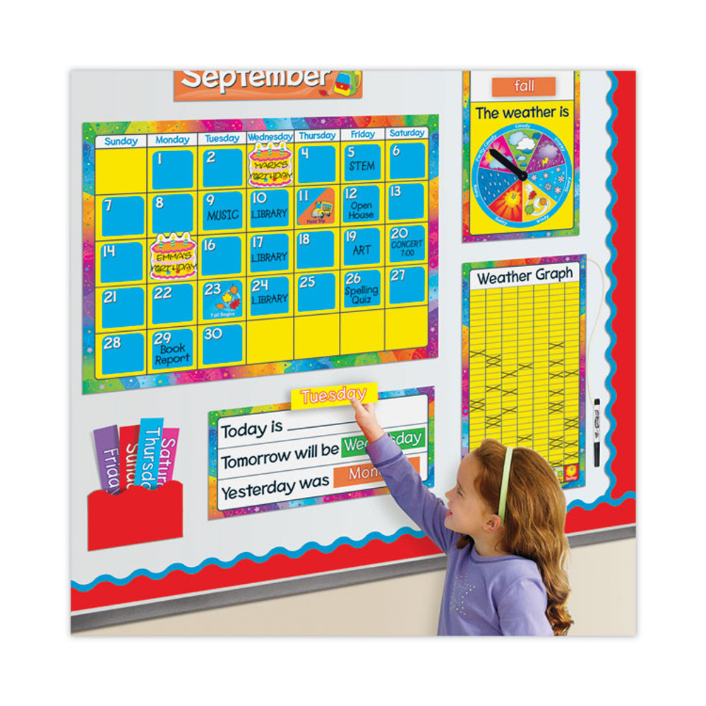 TREND ENTERPRISES, INC. T8096 Year Around Calendar Bulletin Board Set, 12-Month Calendar, 22" x 17", Assorted Colors, 106/Set