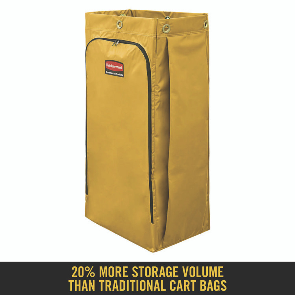 RUBBERMAID COMMERCIAL PROD. 1966881 Vinyl Cleaning Cart Bag for Rubbermaid Commercial 9T76, 9T77 and 9T78, 34 gal, 17.5" x 10.5" x 33", Yellow