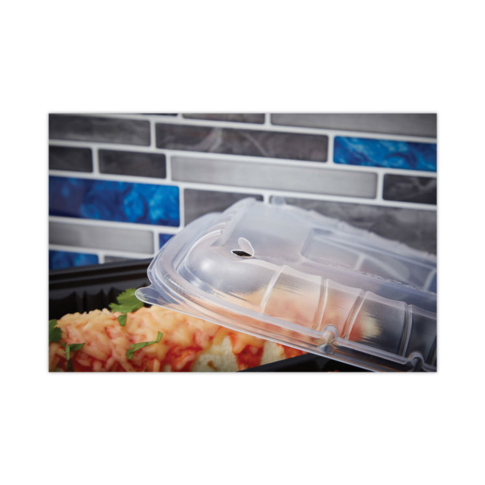 PACTIV EVERGREEN CORPORATION YCNV9X6PPDL EarthChoice Entree2Go Takeout Container Vented Lid, 8.67 x 5.75 x 0.98, Clear, Plastic, 300/Carton