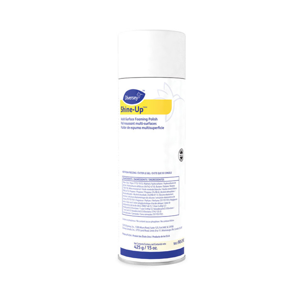 DIVERSEY 904390 Shine-UpTM/MC Multi-Surface Foaming Polish, Lemon Scent, 15 oz Aerosol Spray, 12/Carton