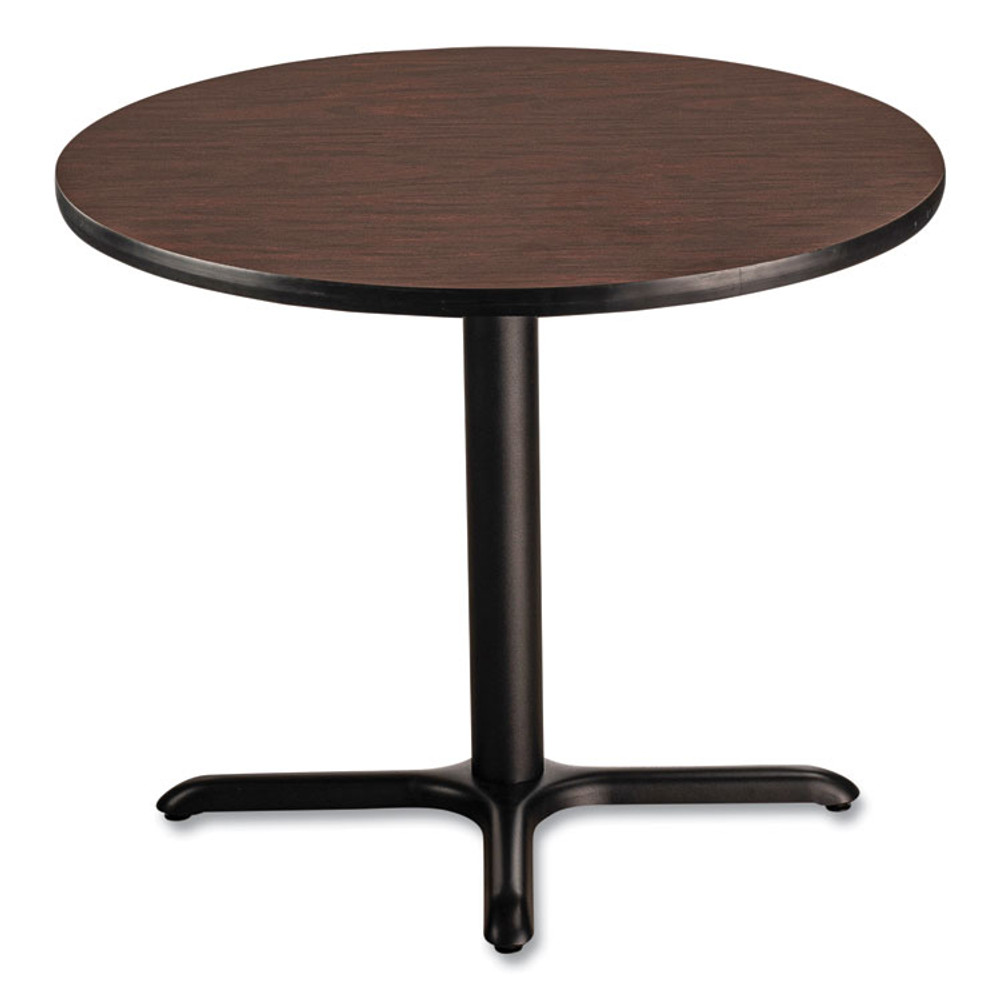 NATIONAL PUBLIC SEATING NPS® CT13636XD1MY Cafe Table, 36" Diameter x 30h, Round Top/X-Base, Mahogany Top, Black Base