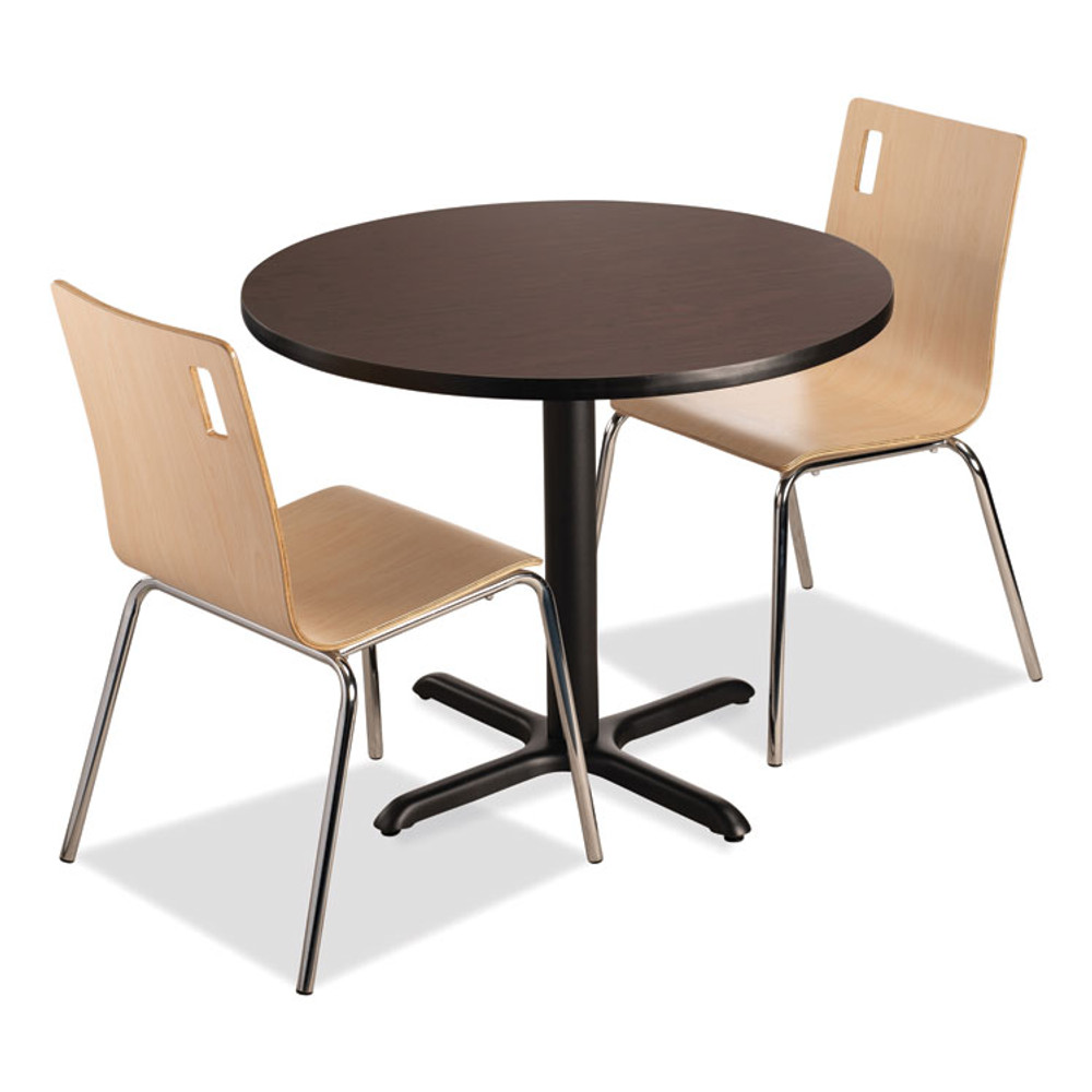 NATIONAL PUBLIC SEATING NPS® CT13636XD1MY Cafe Table, 36" Diameter x 30h, Round Top/X-Base, Mahogany Top, Black Base