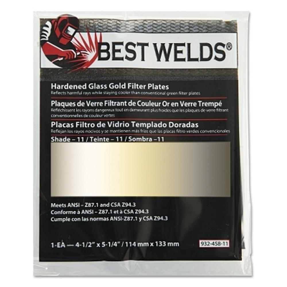ORS Nasco Best Welds 93245811 Hardened Glass Gold Filter Plate, Gold/11, 4.5 in x 5.25 in, SH11, Glass