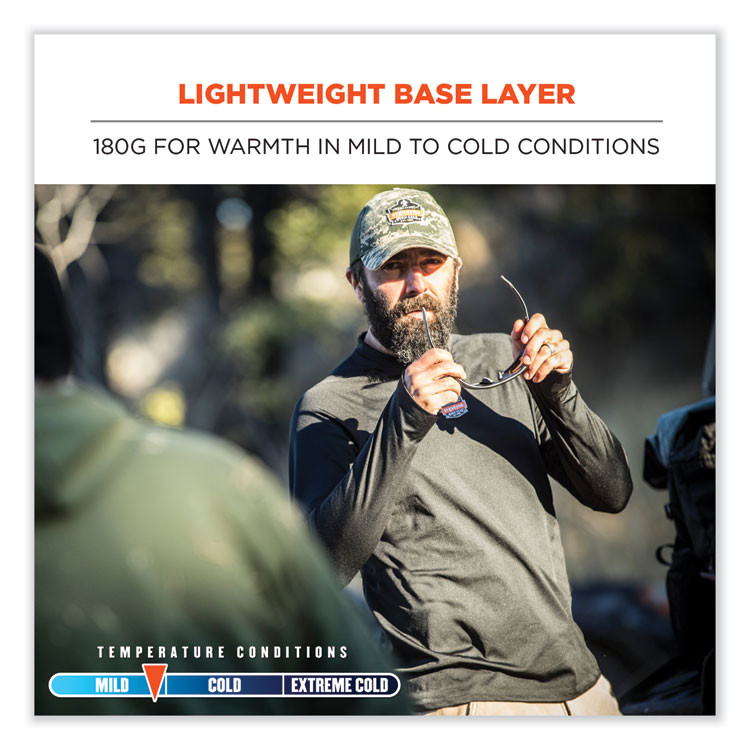 TENACIOUS HOLDINGS, INC. ergodyne® 40236 N-Ferno 6436 Long Sleeve Lightweight Base Layer Shirt, 2X-Large, Black