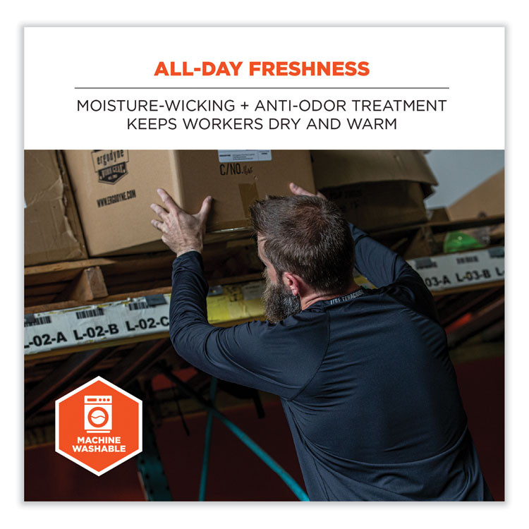 TENACIOUS HOLDINGS, INC. ergodyne® 40236 N-Ferno 6436 Long Sleeve Lightweight Base Layer Shirt, 2X-Large, Black