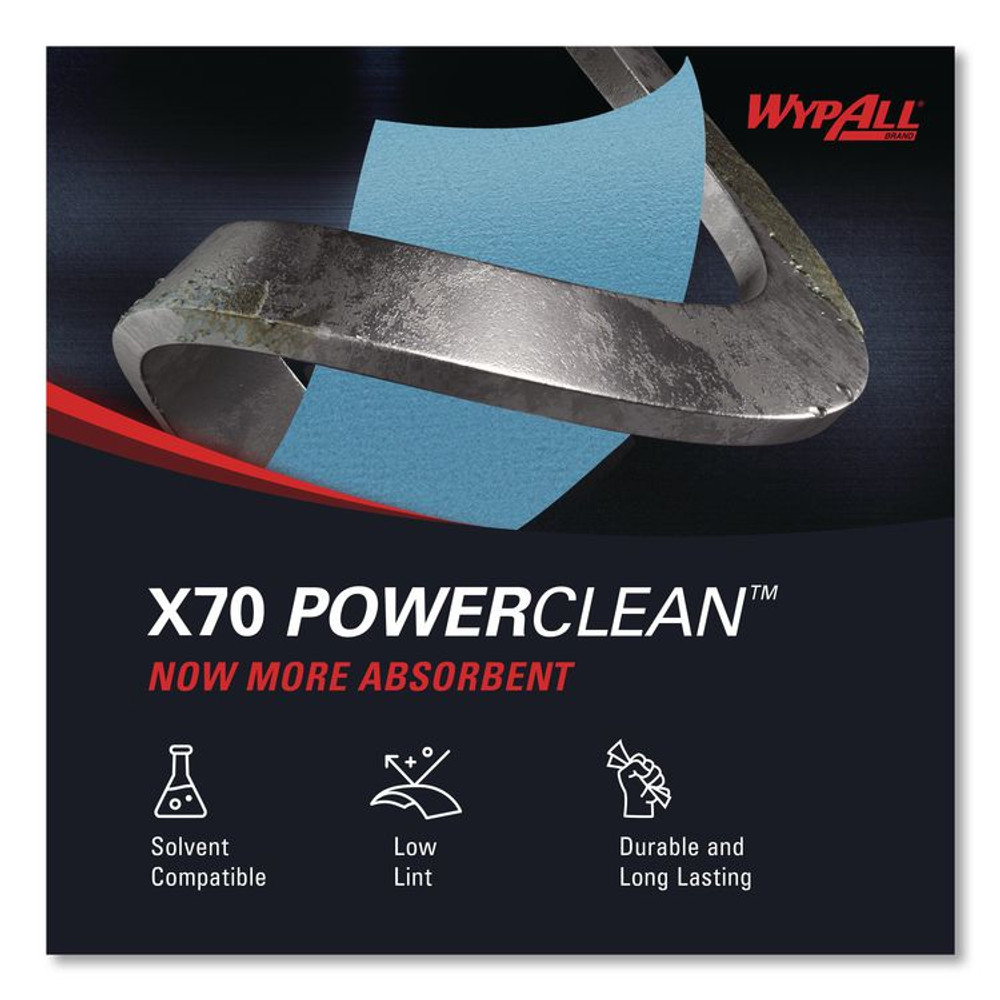 KIMBERLY-CLARK PROFESSIONAL WypAll® 41412 X70 Cloths, POP-UP Box, 9.13 x 16.8, Blue, 96/Box, 10 Boxes/Carton