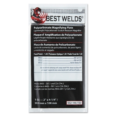 ORS Nasco Best Welds Plastic Magnifier Plate, 2 in x 4-1/4 in, 1.5 Diopter, Polycarbonate, Clear