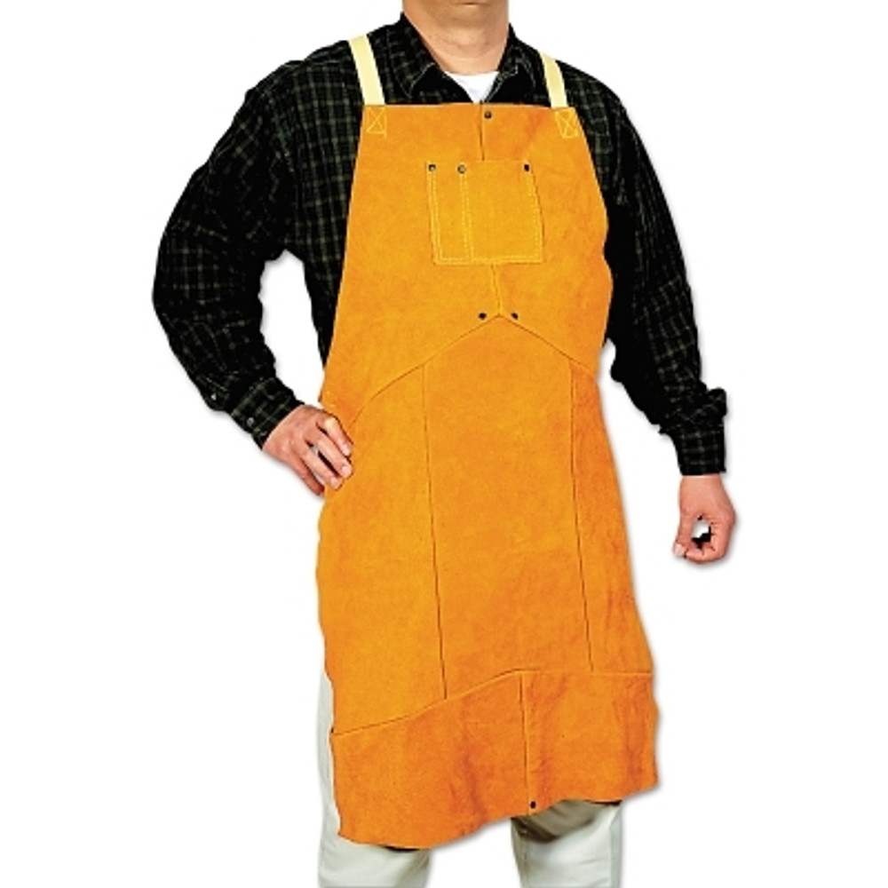 ORS Nasco Best Welds Select Split Cowhide Leather Bib Apron, 24 in W x 48 in L, Golden Brown
