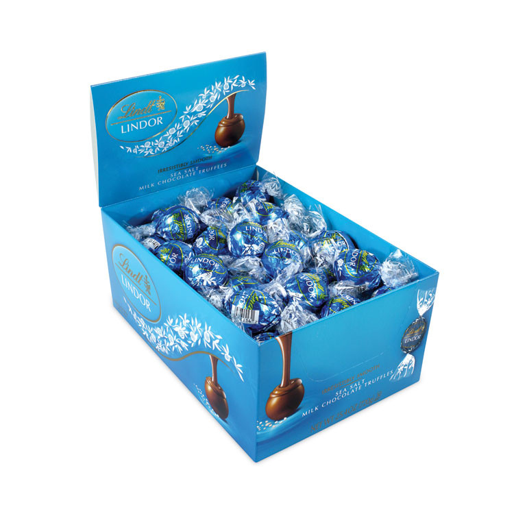 LINDT 20900387 Lindor Truffles Milk Chocolate Sea Salt, 1.85 lb, 60 Pieces/Carton