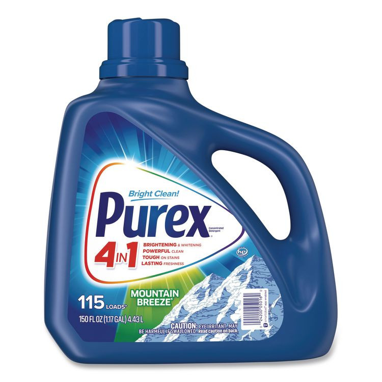 PUREX 05016CT Liquid Laundry Detergent, Mountain Breeze, 150 oz Bottle, 4/Carton
