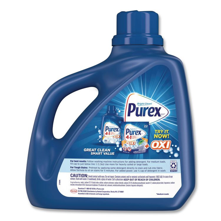 PUREX 05016CT Liquid Laundry Detergent, Mountain Breeze, 150 oz Bottle, 4/Carton