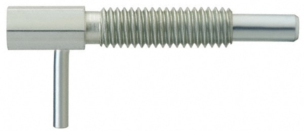 Vlier FRM10 M10x1.5, 1.17" Thread Length, 6mm Plunger Diam, 3.3 N Init to 16.7 N Final End Force, Steel Locking L Handle Plunger